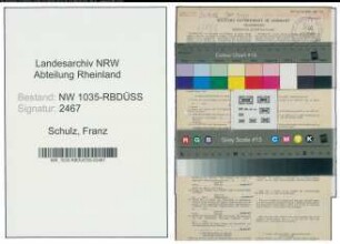 Entnazifizierung Franz Schulz , geb. 28.05.1899 (Werkmeister)