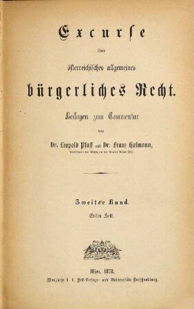 Excurse über österreichisches allgemeines bürgerliches Recht : Beilagen zum Commentar, 2