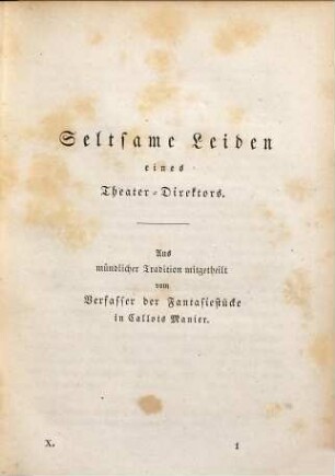 E. T. A. Hoffmann's gesammelte Schriften, 10. Seltsame Leiden eines Theater-Direktors. Meister Floh