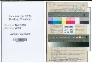 Entnazifizierung Bernhard Janzen , geb. 07.12.1874 (Postsekretaer)