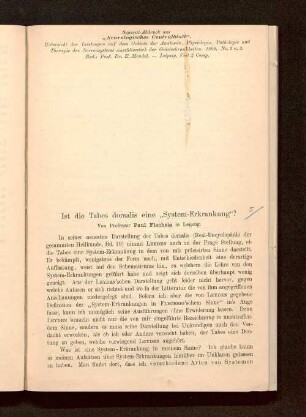 Ist die Tabes dorsalis eine "System-Erkrankung"?