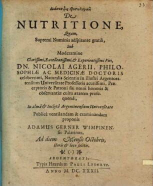 Diaskepsis physiol. de nutritione