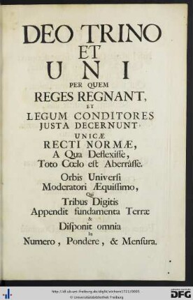 Deo Trino et Uni, per quem reges regnant…