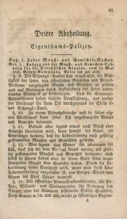 Dritte Abtheilung. Eigenthums-Polizey