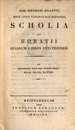 Scholia ad Horatii Odarum libros duos priores