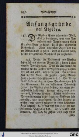 Anfangsgründe der Algebra.
