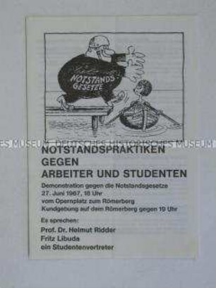 Propagandaschrift verschiedener Friedensgruppen gegen die geplanten Notstandsgesetze