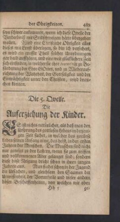 Die 5. Quelle. Die Auferziehung der Kinder