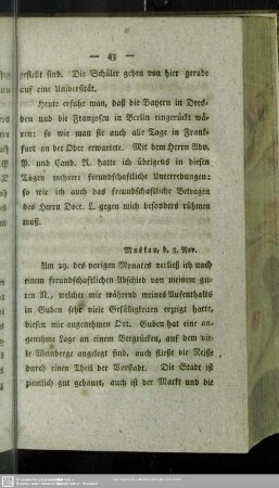 Muskau, d. 3. Nov.