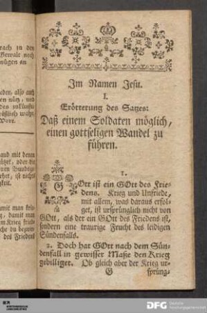 Erörterung des ersten Satzes.