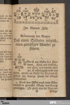 Erörterung des ersten Satzes.