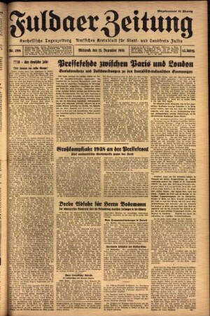 Ausgabe vom Mittwoch, den 28. Dezember 1938.
