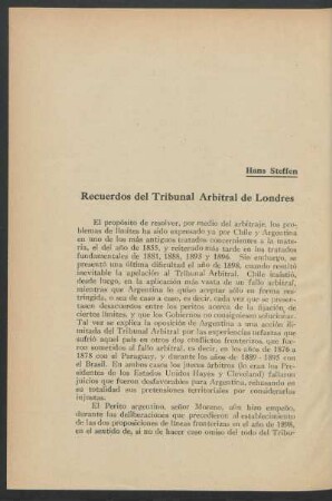 Recuerdos del Tribunal Arbitral de Londres