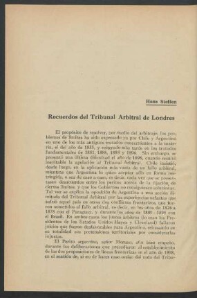 Recuerdos del Tribunal Arbitral de Londres