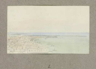 Blick vom Markusturm über die Dächer und Lagune von Venedig
