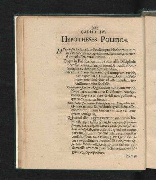 Caput IV. Hypotheses Politicae.