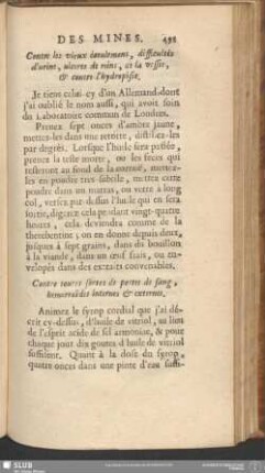 Contre les vieux écoulemens, difficultés d'urine, ulceres de reins, de la vessie, & contre l'hydropisie