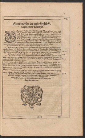 Summa uber die erste Epistel S. Pauli an die Corinther.