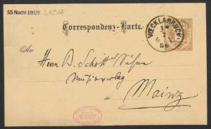Brief an B. Schott's Söhne : 19.07.1886