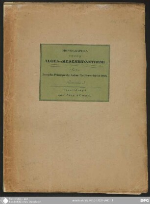 Fasciculus 3: Monographia generum Aloes et Mesembryanthemi