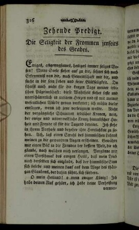 Zehende Predigt. Die Seligkeit der Frommen jenseits des Grabes.