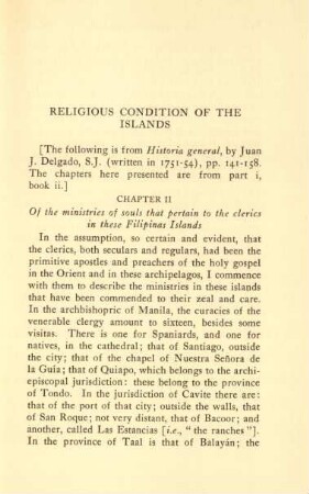 Religious condition of the islands