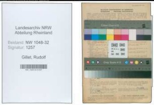 Entnazifizierung Rudolf Gillet , geb. 27.11.1907 (Beamter)