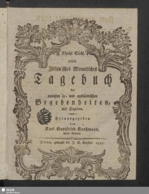 1819: Privil. Zittau'sches monatliches Tage-Buch
