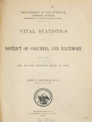 Vital statistics of the district of Columbia and Baltimore. 1890 (1893)