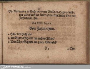 Das XVIII. Capitel. Von Fasan-Hun