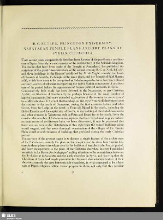 H. C. Butler, Princeton University: Nabataean Temple Plans And The Plans Of Syrian Churches