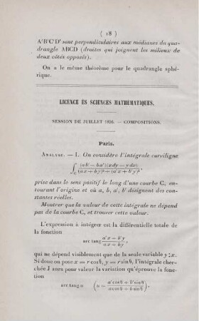 Licence ès sciences mathématiques.