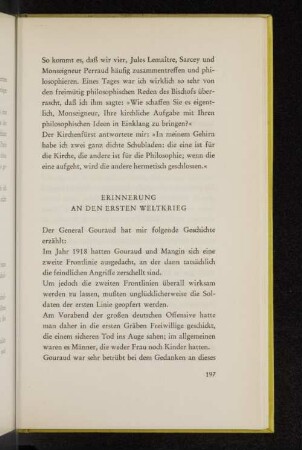 Erinnerung an den ersten Weltkrieg