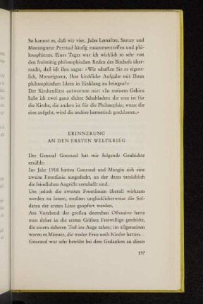 Erinnerung an den ersten Weltkrieg