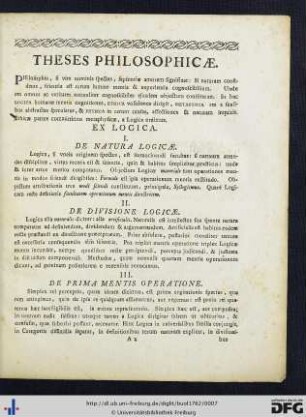 Theses Philosophicae.