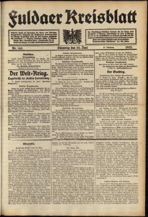 Ausgabe vom Dienstag, den 22. Juni 1915.