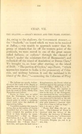 Chap. VII. The islands. - Adam's Bridge and the pearl fishery