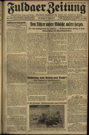 Erste Ausgabe vom Sonntag, den 22. Juli 1934.