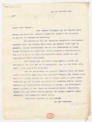 Brief an Paul Graener : 16.02.1915