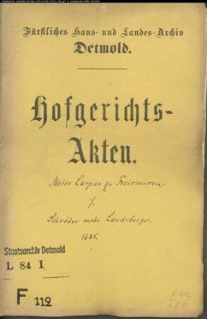 Freismissen, Kaspar, Meier zu gegen Bernd Landsberger zu Brüntrup - Schuldforderung