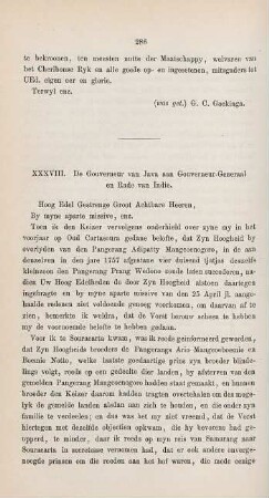 XXXVIII. De Gouverneur van Java aan Gouverneur-Generaal en Rade van Indie