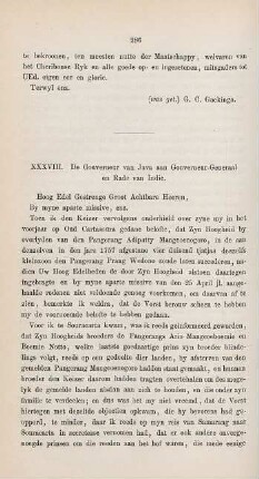 XXXVIII. De Gouverneur van Java aan Gouverneur-Generaal en Rade van Indie