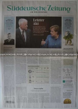 Tageszeitung "Süddeutsche Zeitung" mit Titel zur Regierungskrise in Deutschland