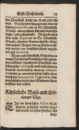 Käyserliche Wahl- und Crönungs-Täge.
