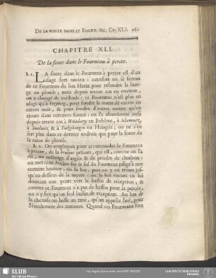 Chapitre XLI. De la fonte dans le Fourneau à percer