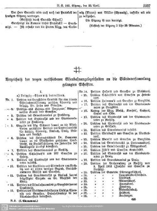 Verzeichniß der wegen verschiedener Eisenbahnangelegenheiten an die Ständeversammlung gelangten Schriften.
