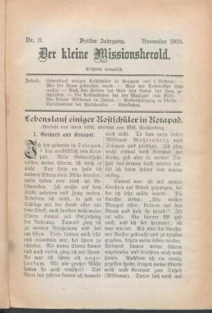 Nr. 11. Dritter Jahrgang. November 1903.