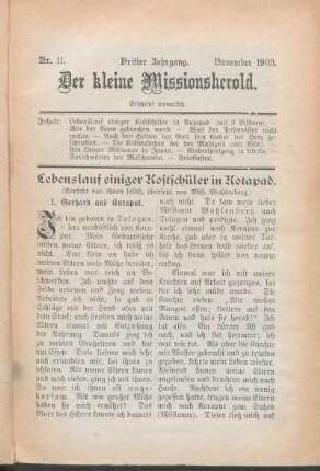 Nr. 11. Dritter Jahrgang. November 1903.