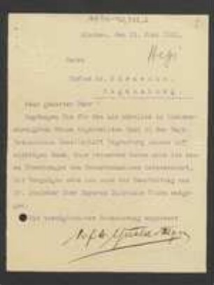 Brief von Gustav Hegi an Heinrich Karl August Fürnrohr
