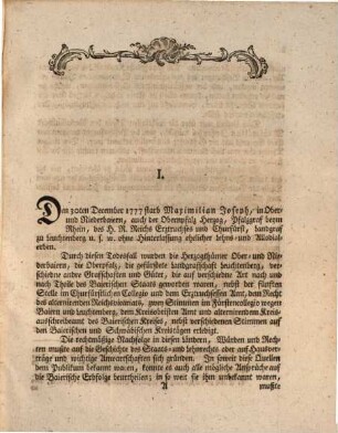 Geschichte des Baierischen Erbfolgestreits : nebst Darstellung der Lage desselben im Jenner 1779.. Erstes Stück